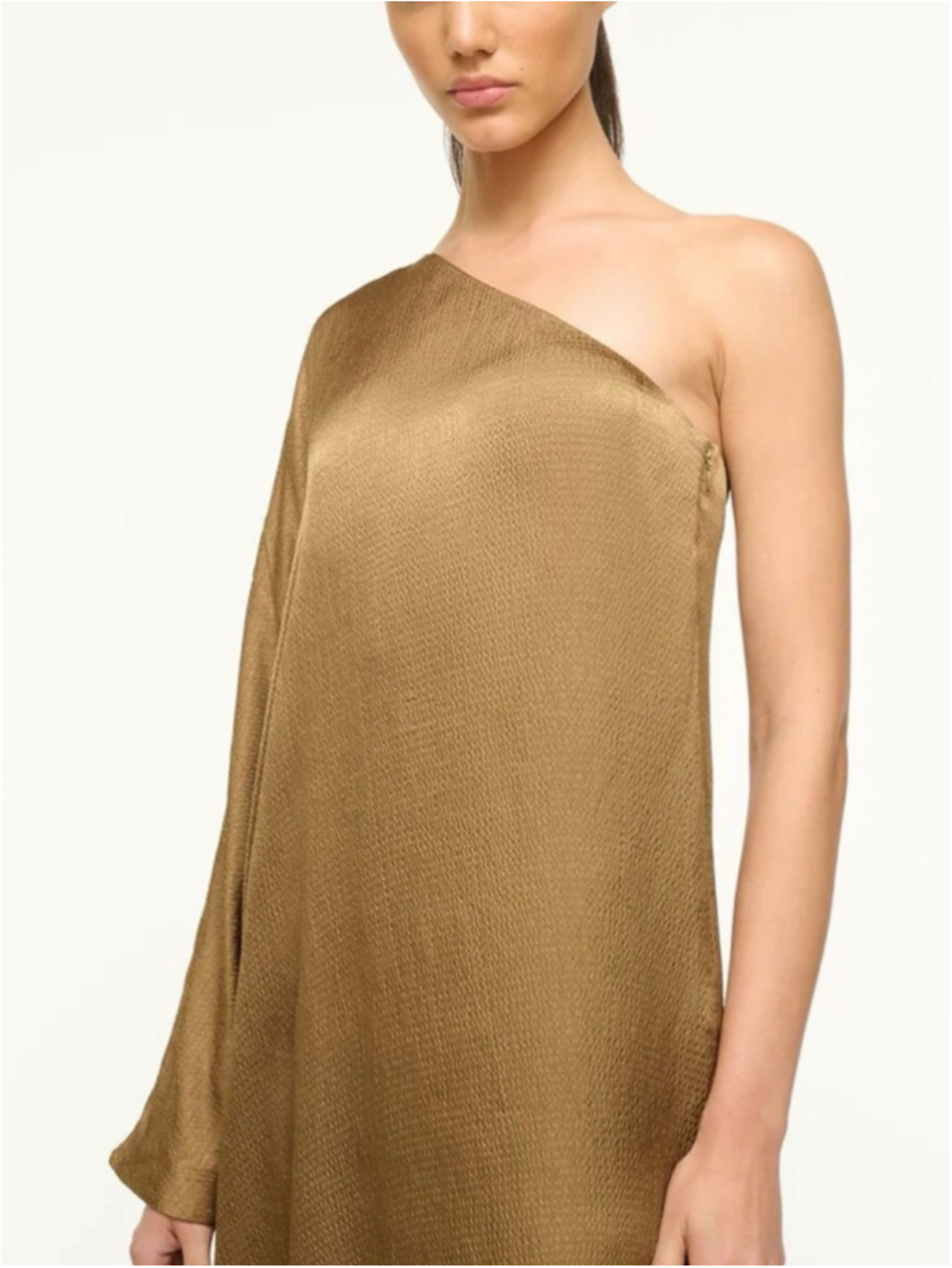 STAUD One-Shoulder Sonya Dress, Caramel - Picture 2 of 13